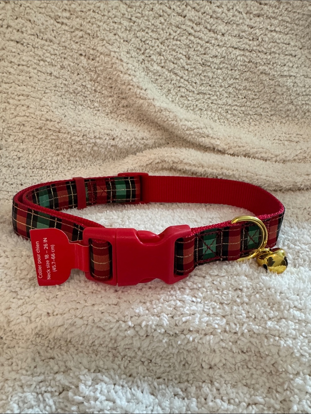 NEW Red/Green Plaid Holiday Pet Collar with Bell